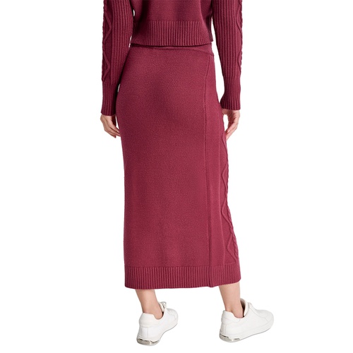 DKNY Womens Cable Knit Sweater Midi Skirt