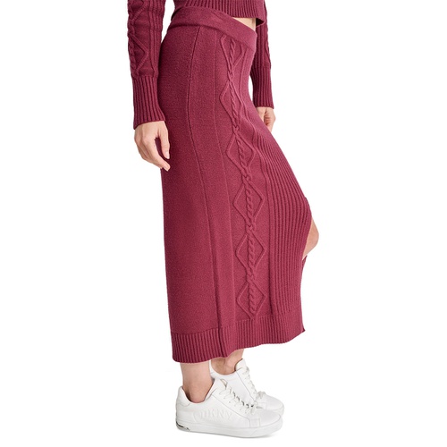 DKNY Womens Cable Knit Sweater Midi Skirt