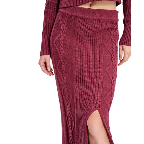 DKNY Womens Cable Knit Sweater Midi Skirt