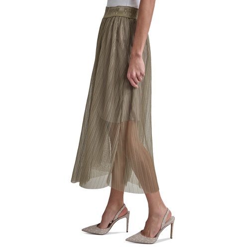 DKNY Womens Plisse Embossed-Waist Midi Skirt