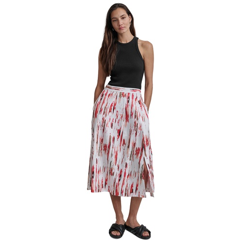 DKNY Womens Printed Midi Skirt