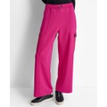 Womens Bungee-Waist Wide-Leg Pants