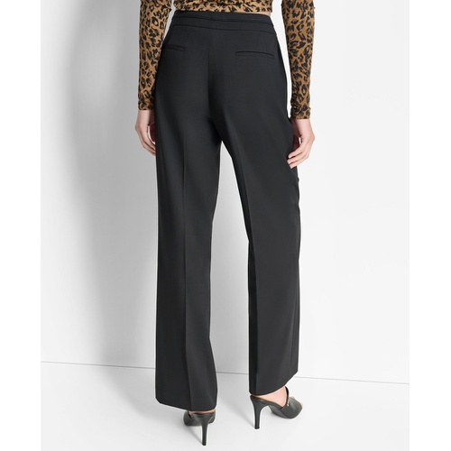 DKNY Womens Mid-Rise Wide-Leg Pleat-Front Pants