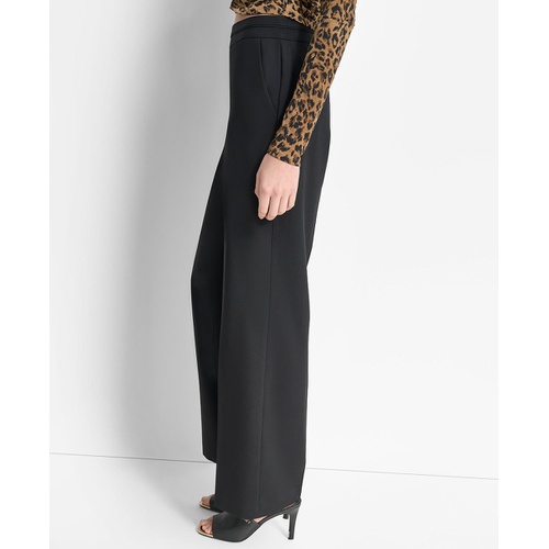 DKNY Womens Mid-Rise Wide-Leg Pleat-Front Pants