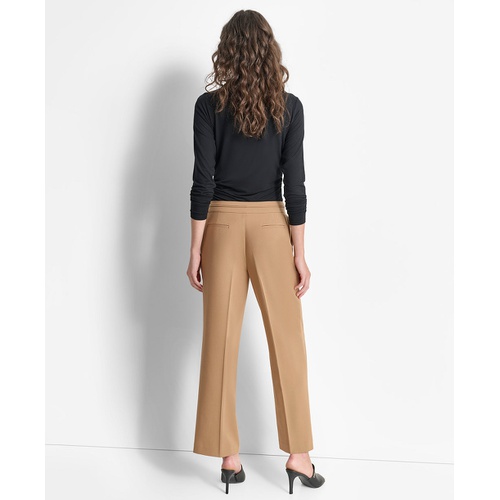 DKNY Womens Mid-Rise Wide-Leg Pleat-Front Pants