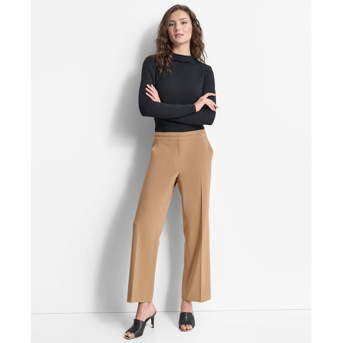 DKNY Womens Mid-Rise Wide-Leg Pleat-Front Pants