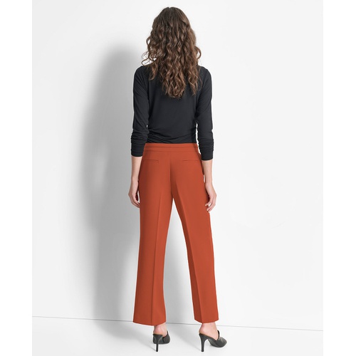 DKNY Womens Mid-Rise Wide-Leg Pleat-Front Pants