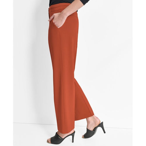 DKNY Womens Mid-Rise Wide-Leg Pleat-Front Pants