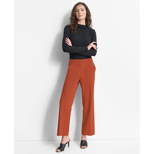 DKNY Womens Mid-Rise Wide-Leg Pleat-Front Pants