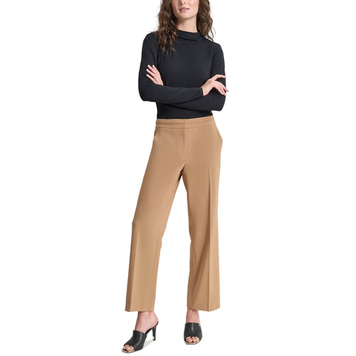 DKNY Petite Seamed Waistband Wide-Leg Pants