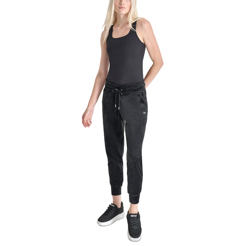 DKNY Womens Platinum Velour Slim-Fit Joggers