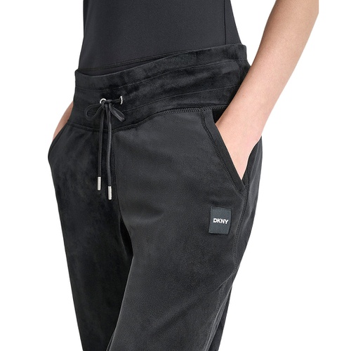 DKNY Womens Platinum Velour Slim-Fit Joggers