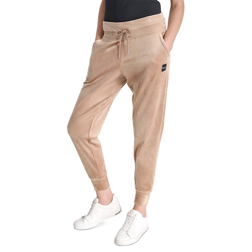 DKNY Womens Platinum Velour Slim-Fit Joggers