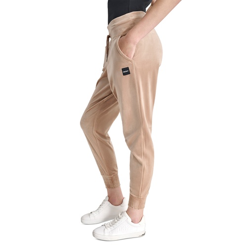 DKNY Womens Platinum Velour Slim-Fit Joggers