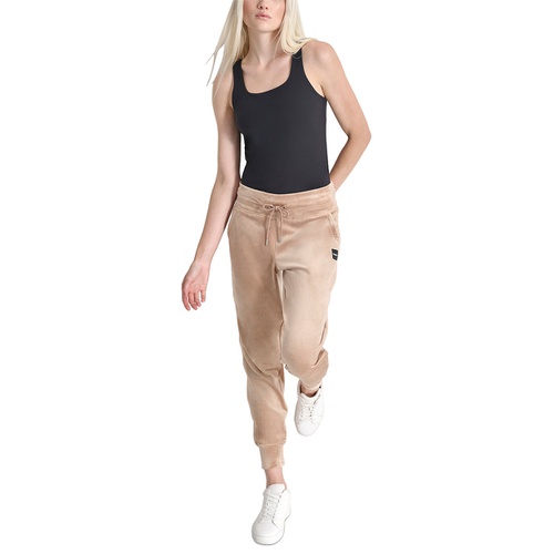 DKNY Womens Platinum Velour Slim-Fit Joggers