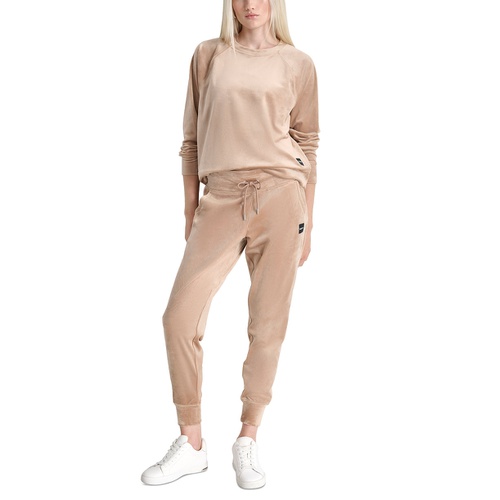 DKNY Womens Platinum Velour Slim-Fit Joggers