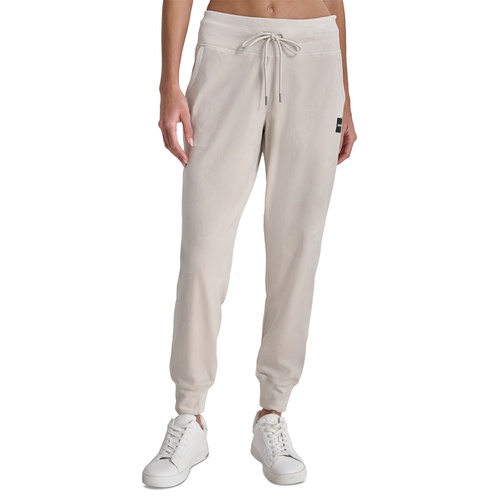 DKNY Womens Platinum Velour Slim-Fit Joggers