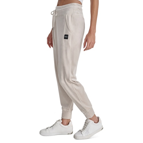 DKNY Womens Platinum Velour Slim-Fit Joggers