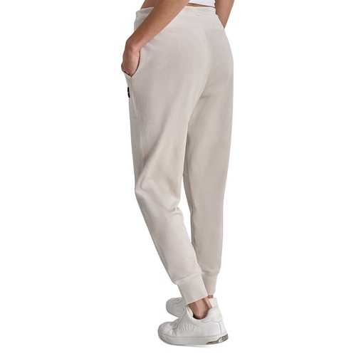 DKNY Womens Platinum Velour Slim-Fit Joggers