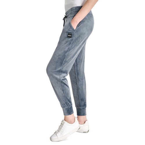 DKNY Womens Platinum Velour Slim-Fit Joggers