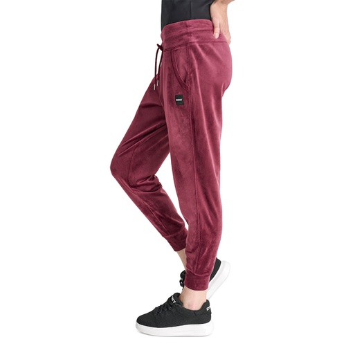 DKNY Womens Platinum Velour Slim-Fit Joggers