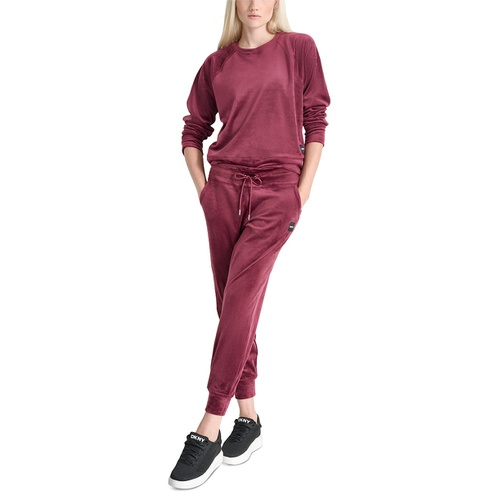 DKNY Womens Platinum Velour Slim-Fit Joggers