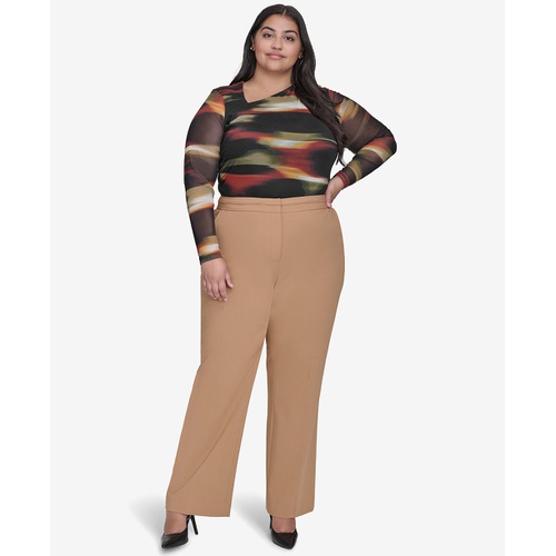 DKNY Plus Size Seamed Waistband Wide-Leg Pants