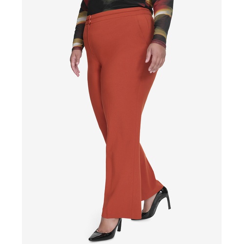 DKNY Plus Size Seamed Waistband Wide-Leg Pants