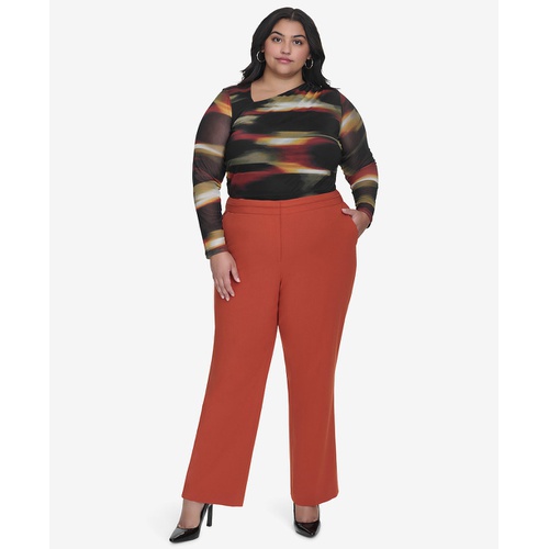 DKNY Plus Size Seamed Waistband Wide-Leg Pants