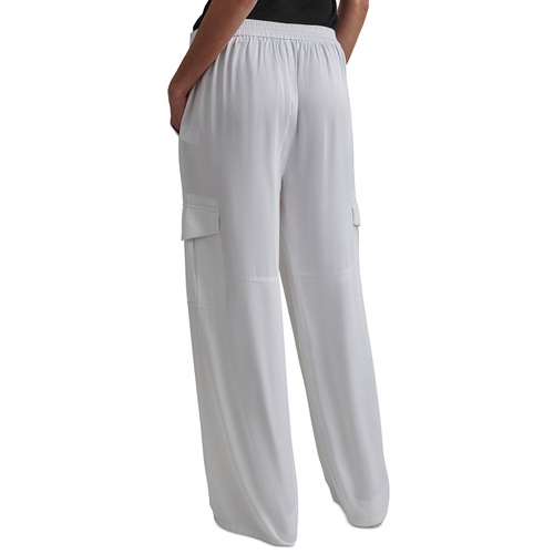 DKNY Womens Pull-On Twill Wide-Leg Cargo Pants