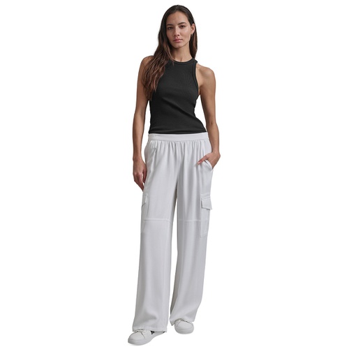 DKNY Womens Pull-On Twill Wide-Leg Cargo Pants