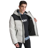 Mens Mixed-Media Puffer Coat