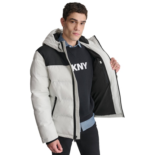 DKNY Mens Mixed-Media Puffer Coat