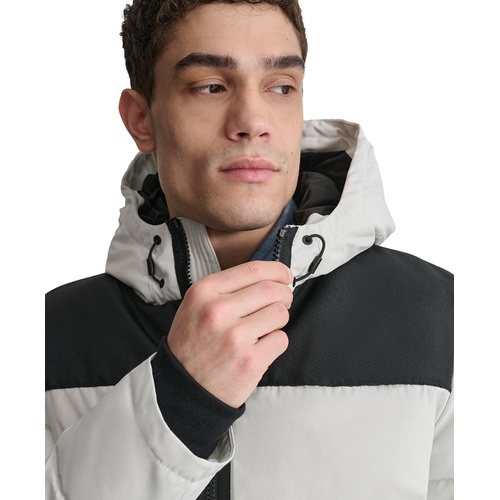 DKNY Mens Mixed-Media Puffer Coat