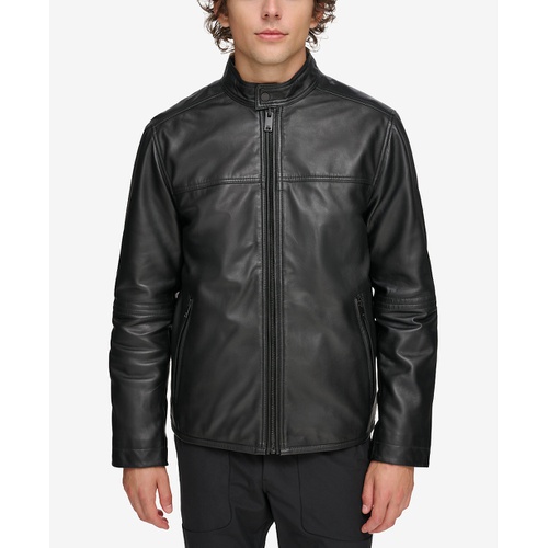 DKNY Mens Leather Racer Jacket