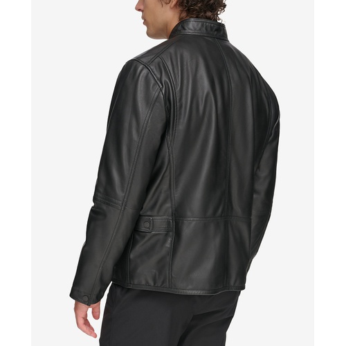 DKNY Mens Leather Racer Jacket