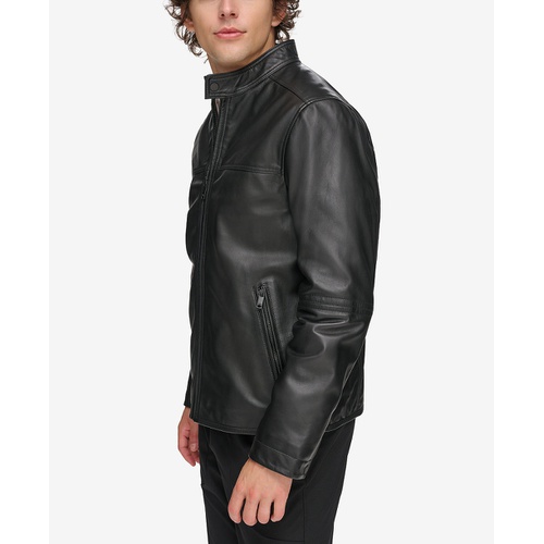 DKNY Mens Leather Racer Jacket