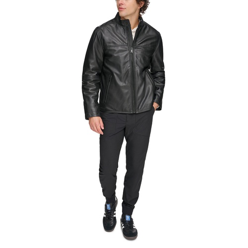 DKNY Mens Leather Racer Jacket