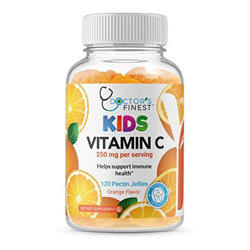  DOCTORS FINEST Vitamin C Gummies for Kids - Vegan, GMO Free & Gluten Free - Great Tasting Orange Flavor Pectin Chews - Kids Dietary Supplement - 250 mg of Vitamin C - 120 Jellies [