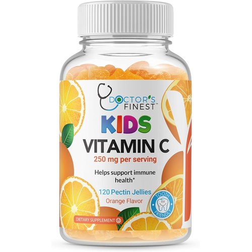  DOCTORS FINEST Vitamin C Gummies for Kids - Vegan, GMO Free & Gluten Free - Great Tasting Orange Flavor Pectin Chews - Kids Dietary Supplement - 250 mg of Vitamin C - 120 Jellies [