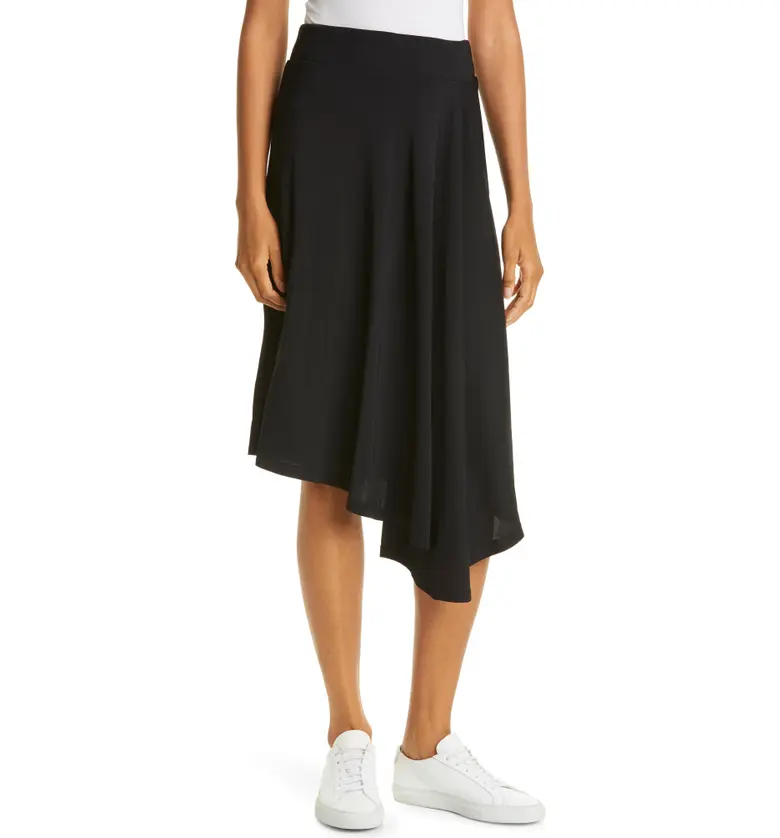 Donna Karan New York Cascade Asymmetric Knit Skirt_BLACK