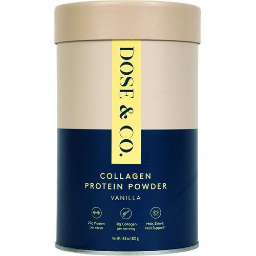  DOSE & CO. Dose & Co Collagen Protein Powder (Vanilla) 14.8oz (420g)  Non-GMO, Gluten Free, Sugar Free Collagen Peptides Supplement  20g of Whey Protein