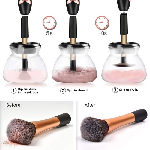  Pro 2020 Makeup Brush Cleaner, DOTSOG Electric Automatic Cosmetic Brushes Cleaner and Dryer with 360º Rotation, 8 Rubber Professional Makeup Brush Cleaning Tool for Makeup Brush, B