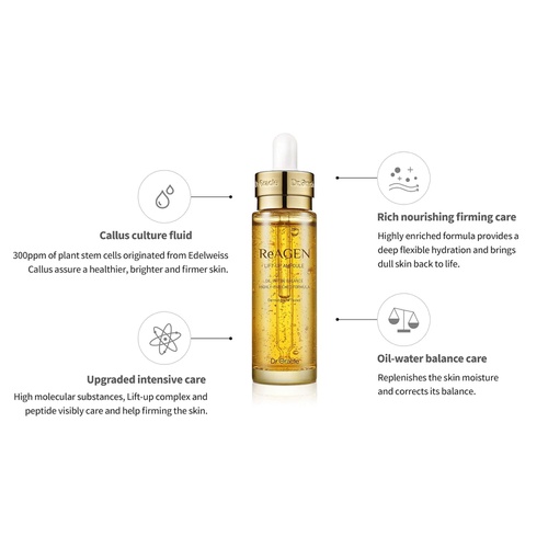  Lift-Up Ampoule with Gold Vitamin C Anti Aging Face Serum ,Hyaluronic Acid Essence, Moisturizer for face Dermatologist tested (1.01o.z) ReAGEN by Dr. Oracle