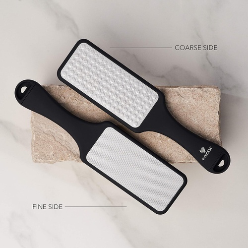  DYNESSE Next Generation 3-in-1 Pedicure Foot File. Callus Remover for Feet. Foot Scrubber with Ergonomic Design. Stainless Steel Foot Exfoliator for Spa and Pedicure. Pumice Stone for Feet
