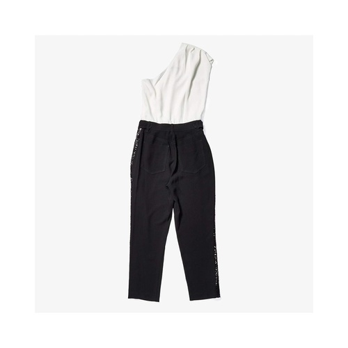  Derek Lam 10 Crosby One Shoulder Jumpsuit wu002F Sequin Tuxedo Stripe