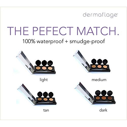  Full Coverage Concealer Palette, Waterproof Concealer Cream, 3 Colors + Brush, by Dermaflage