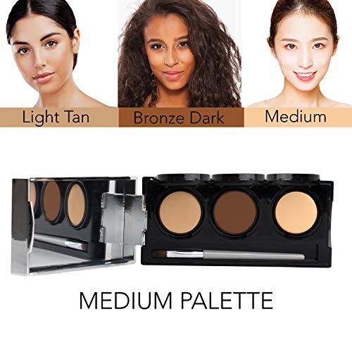  Full Coverage Concealer Palette, Waterproof Concealer Cream, 3 Colors + Brush, by Dermaflage