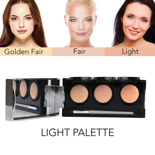  Full Coverage Concealer Palette, Waterproof Concealer Cream, 3 Colors + Brush, by Dermaflage