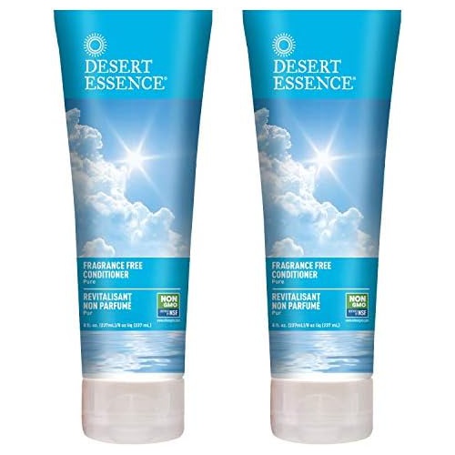  Desert Essence Fragrance Free Conditioner - Pure - 8 Fl Ounce - Pack of 2 - Gloss & Shine - Smoothes & Softens Hair - No Oil Residue - Antioxidants - Green Tea - Jojoba Oil - Vitam